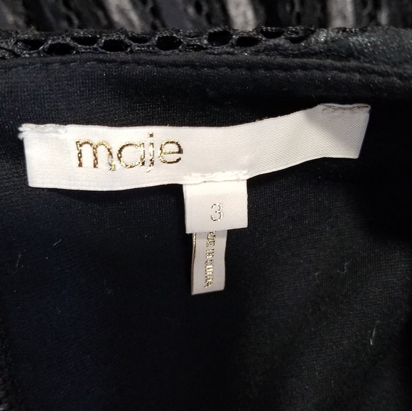 Maje Remony Black Tiered Mini Dress Size 3 - Picture 10 of 15